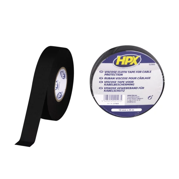 HPX Linnen Tape Voor Kabelbescherming – Zwart 19MM X 25M