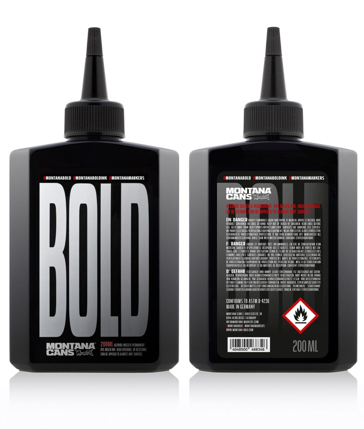 Montana BOLD Refill 200ml Permanent Ultra Ink Verpakking