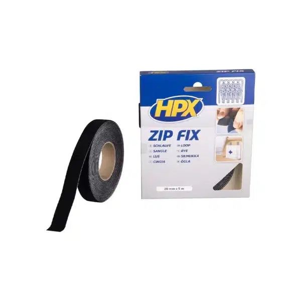 HPX Zip Fix Klittenband (Lus) – Zwart 20MM X 5M