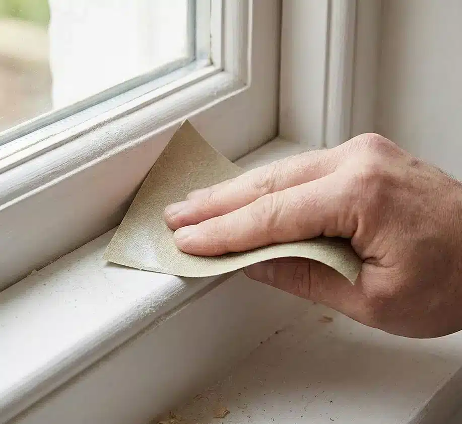 Schuurpapier A4 gebruiken op kozijn