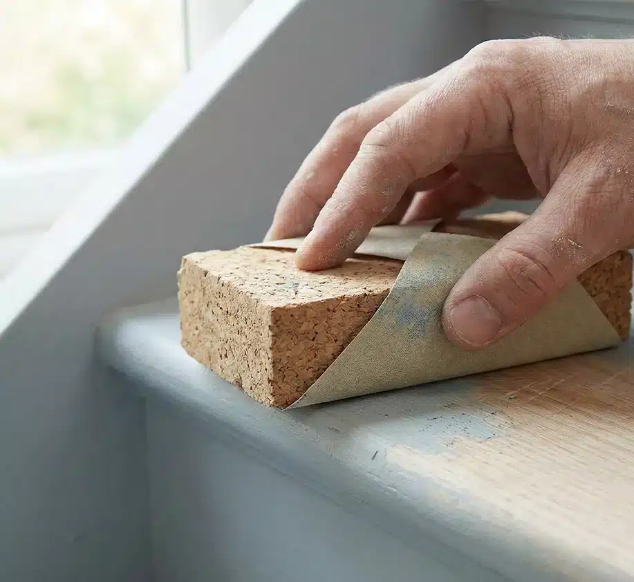 Schuurpapier A4 met Schuurkurk op Trap