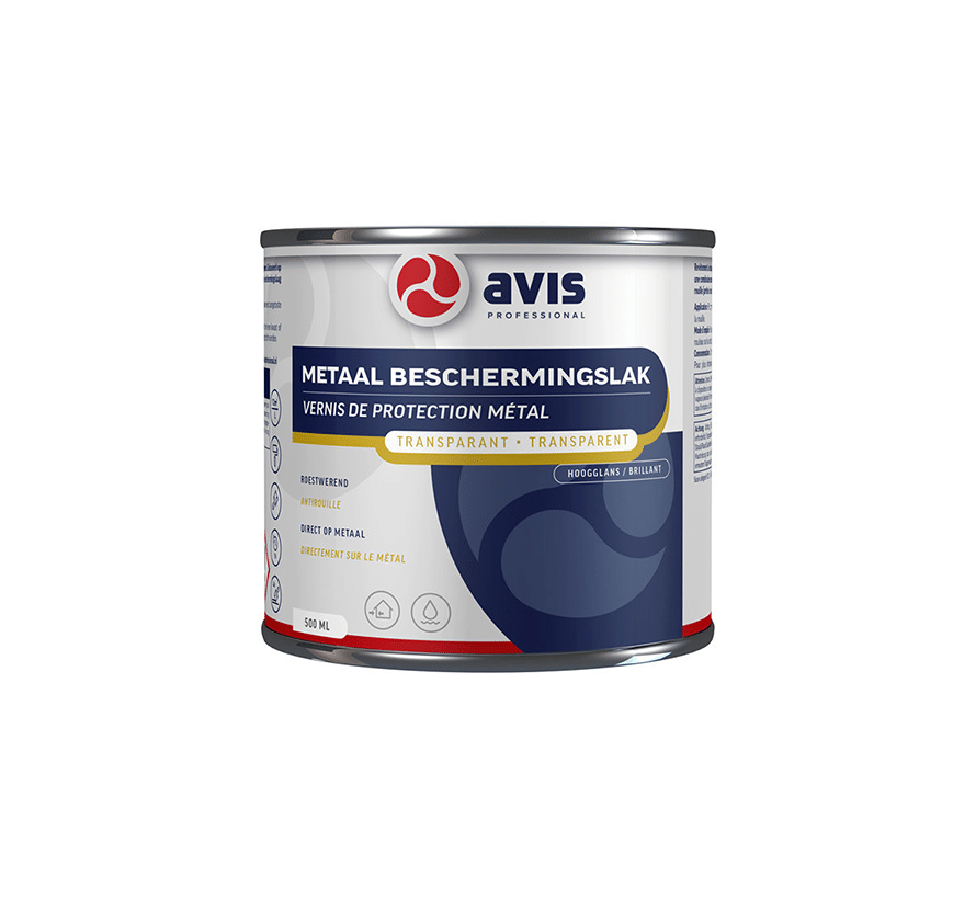 Avis Metaal Beschermingslak Transparant hoogglans 500 ml