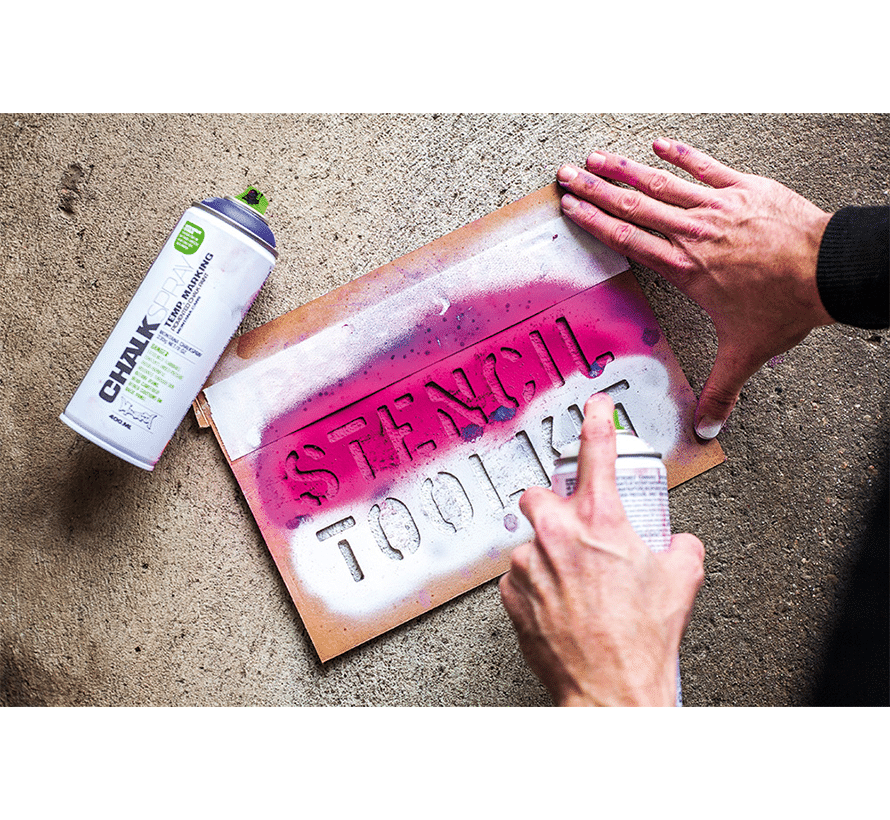 Montana chalk voorbeeld spuitbus