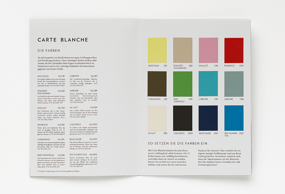 Farrow and Ball Carte Blanche kleurenkaart