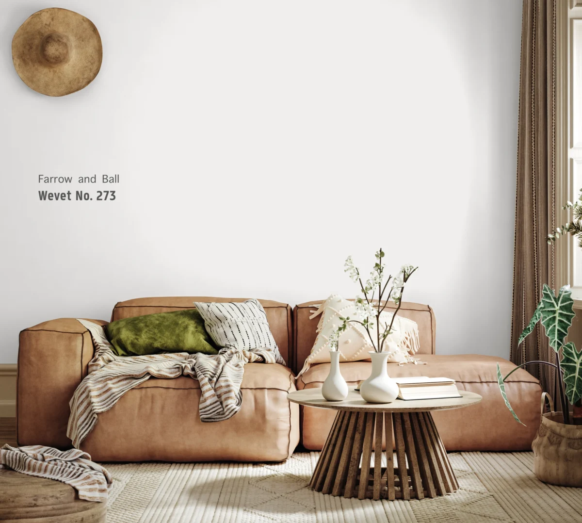 Kleur Wevet van Farrow and Ball op een muur