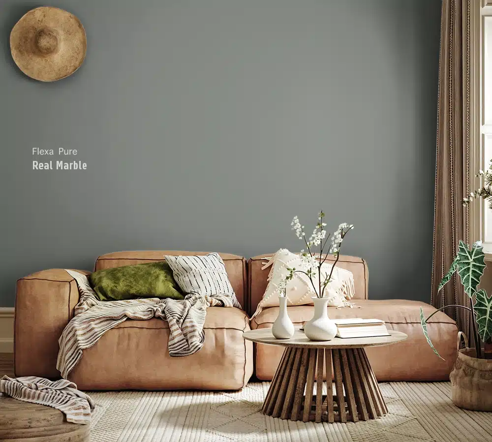 Real Marble Flexa Pure voorbeeld op de muur