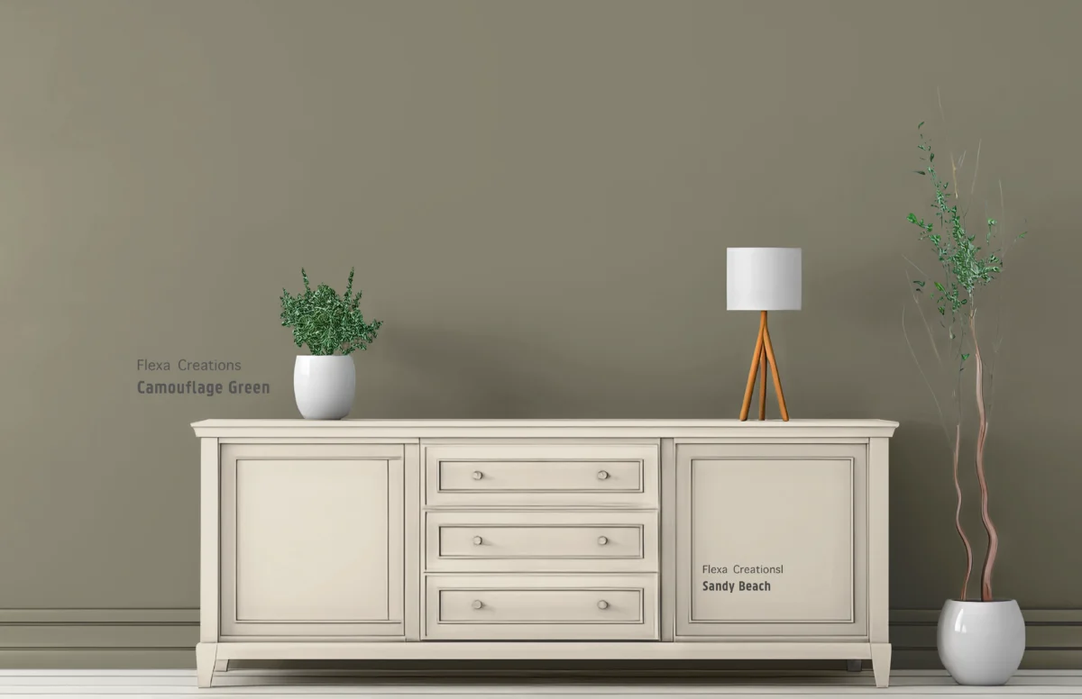 Camouflage Green combineren met Sandy Beach